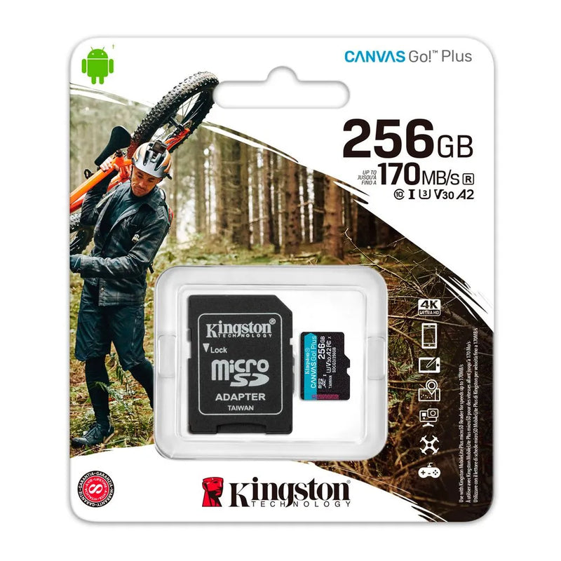 Memoria Flash microSDXC Kingston Canvas Go! Plus 256GB con adaptador SD (SDCG3/256GB)